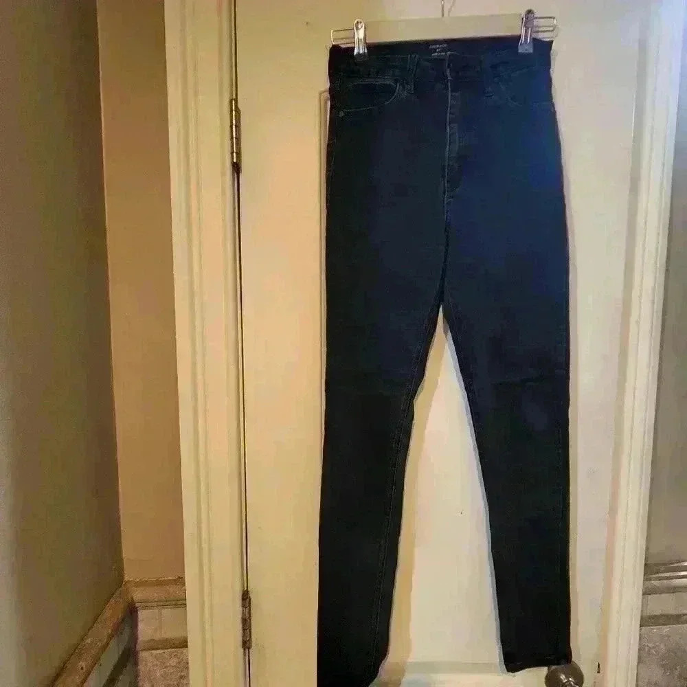 37. Ripped Stretch Black  skinny denim jeans with raw hem  by just black size 27 - Picture 2 of 8